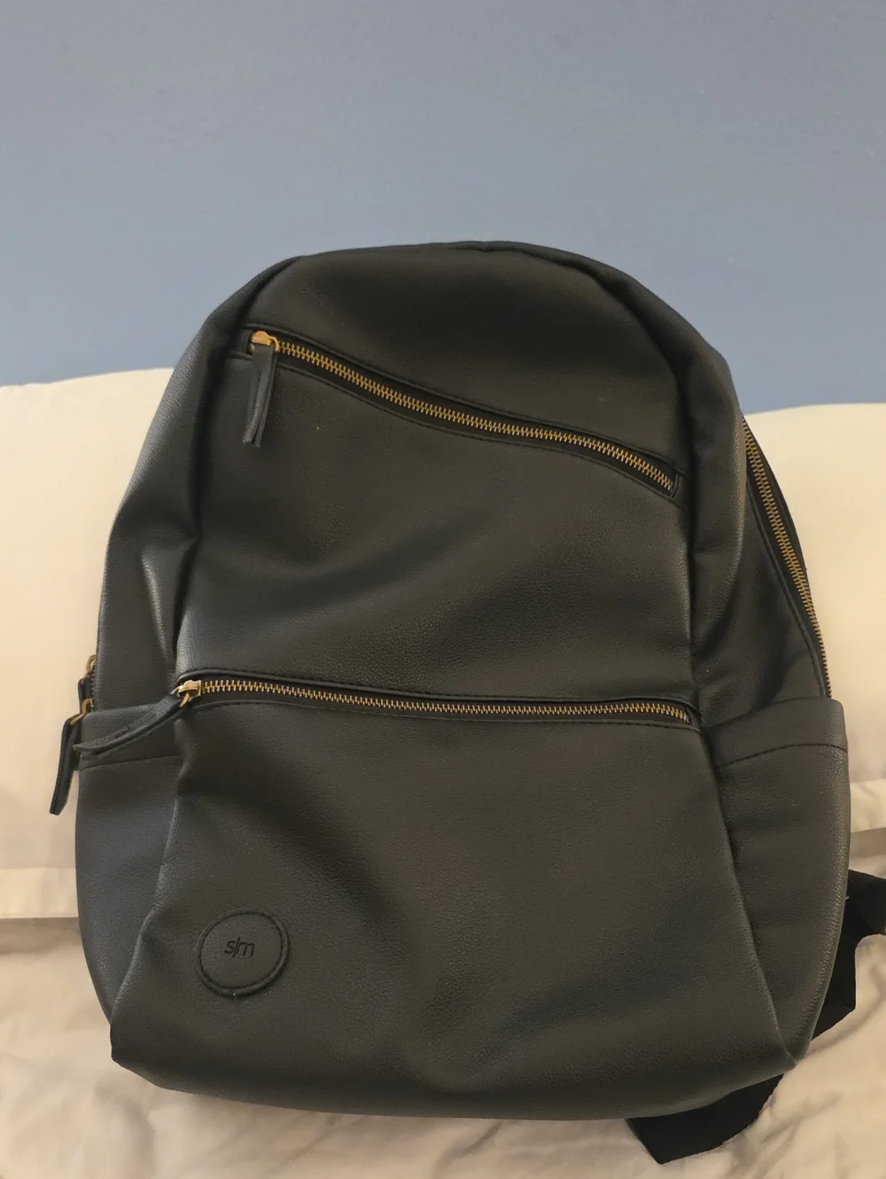Simple Modern Brand Legacy Vegan Leather Backpack - BLACK with Gold Zippers